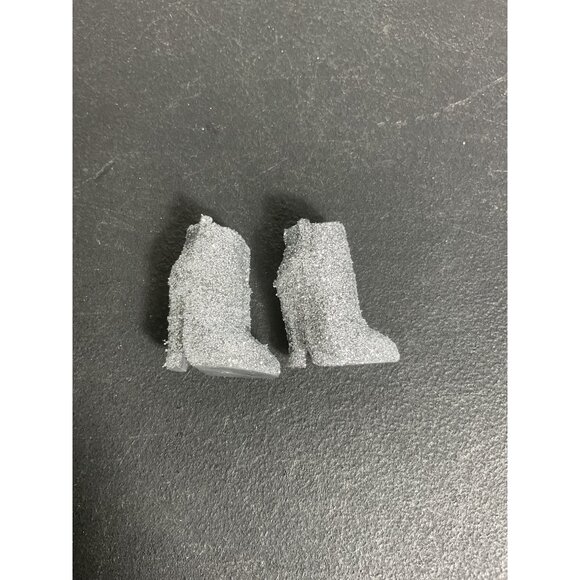 Glittery Silver Fahdion Doll High Heeled Boot Shoe Pair - Picture 1 of 2